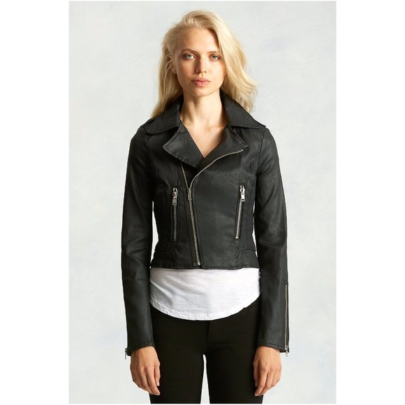 True Religion $298 Coated Denim Moto Jacket L - Picture 2 of 9